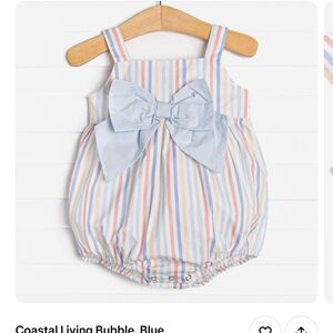 Striped Blue Bow Kids One Piece